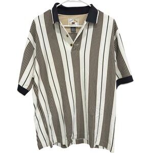 Cutter & Buck Striped Polo Shirt Golf Casual‎ Short Sleeve Cotton Blend L